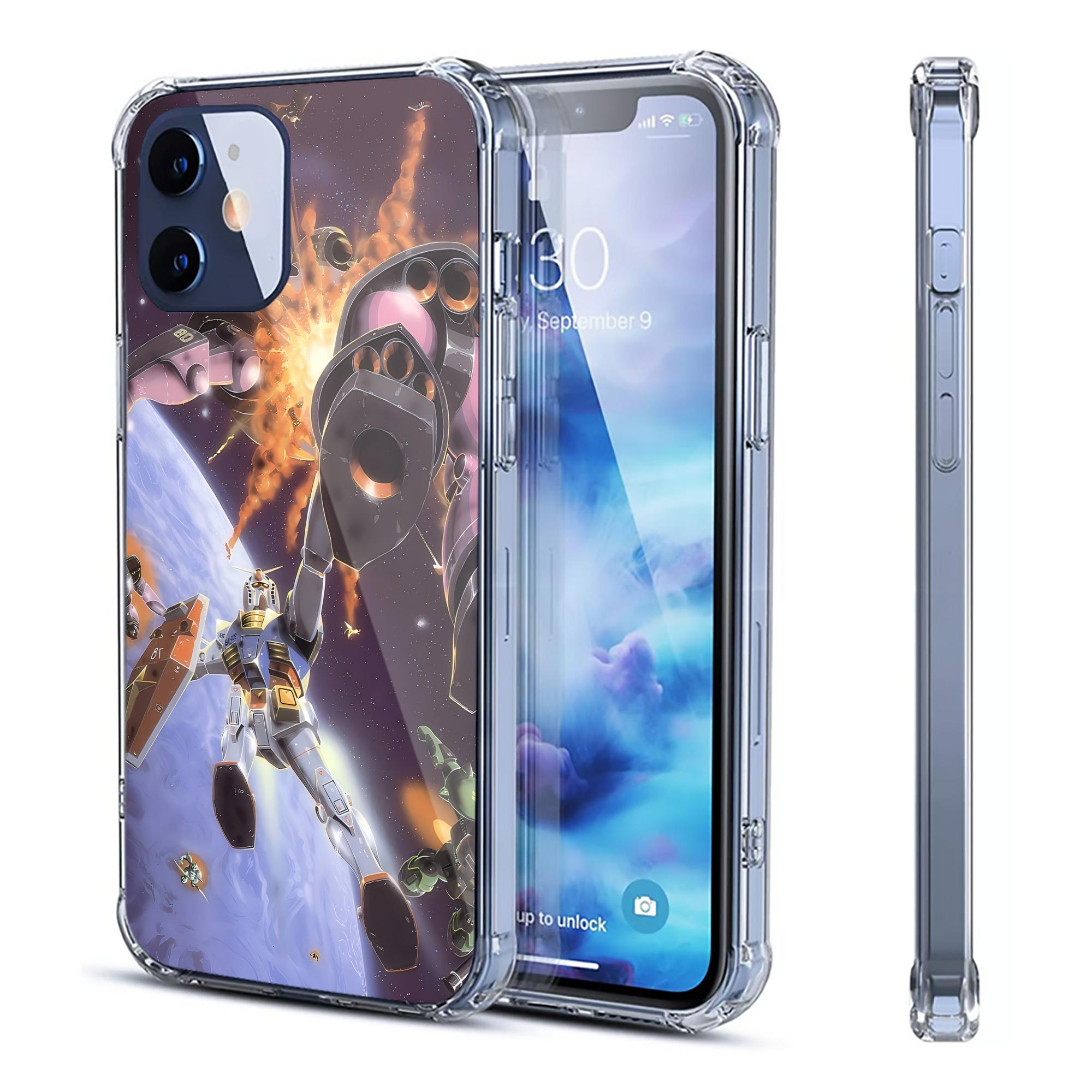 （画像用） 機動戦士ガンダム Mobile Suit Gundam 【iPhone 12シリーズ対応】透明スマホケース（クリアソフトケース）
